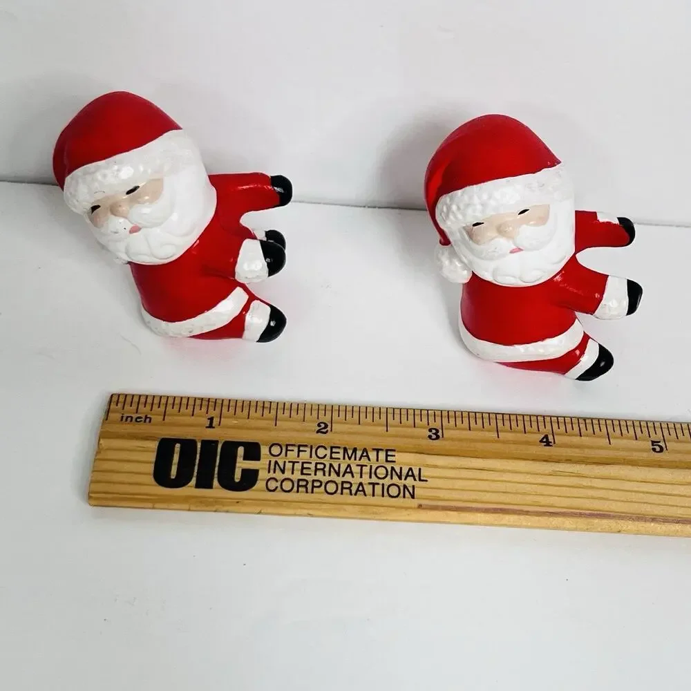 vintage  christmas‎ santa claus candle hugger climber set of 2 hand painted 1982